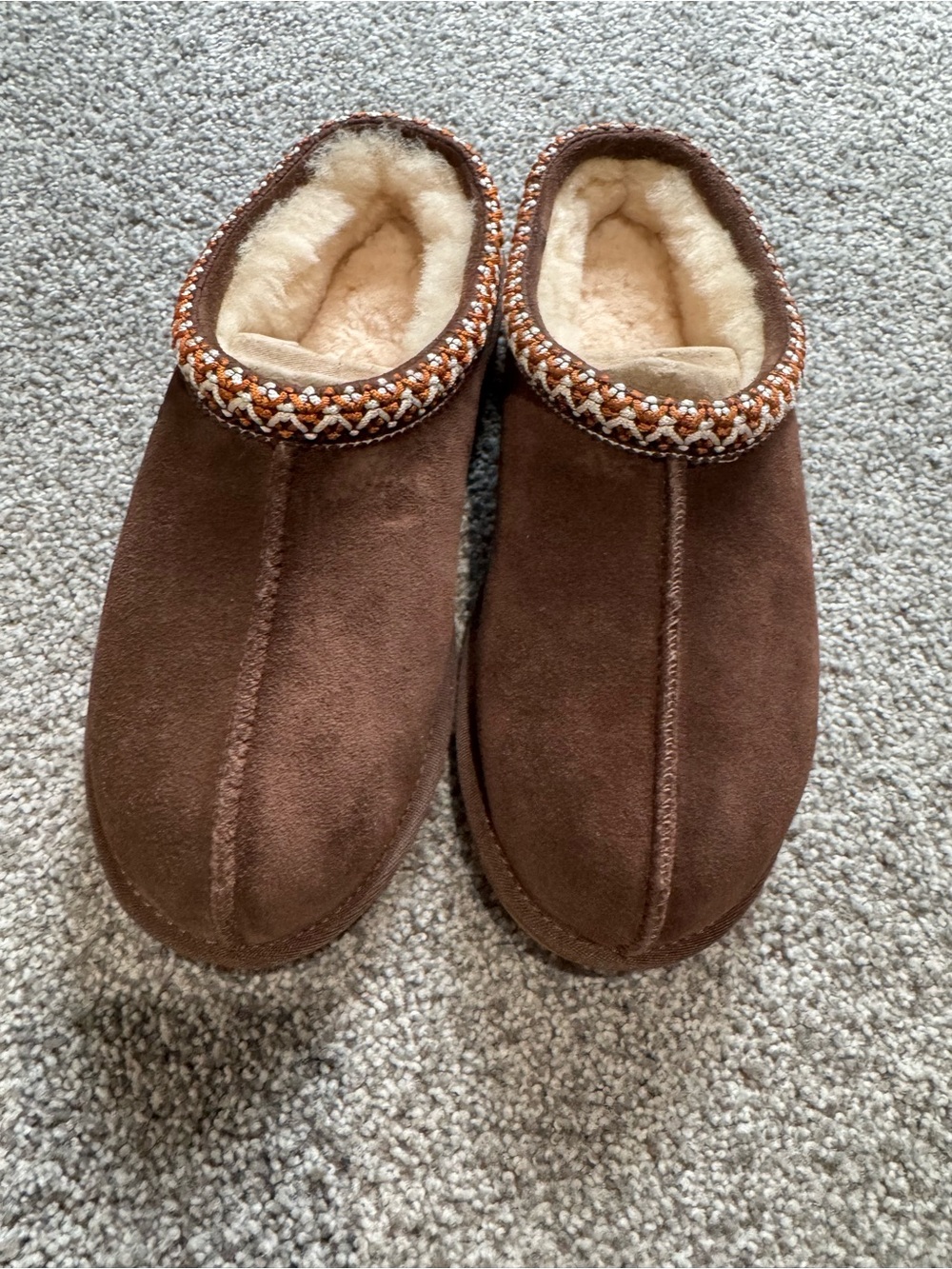 UGG Brown Suede Shearling-Lined Slip-On Clog